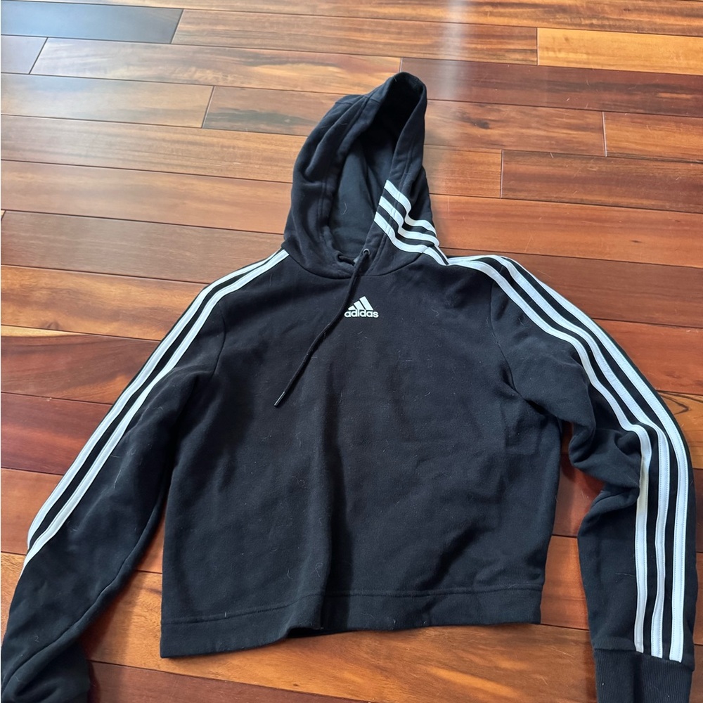 Adidas Black Hoodie with White Accents